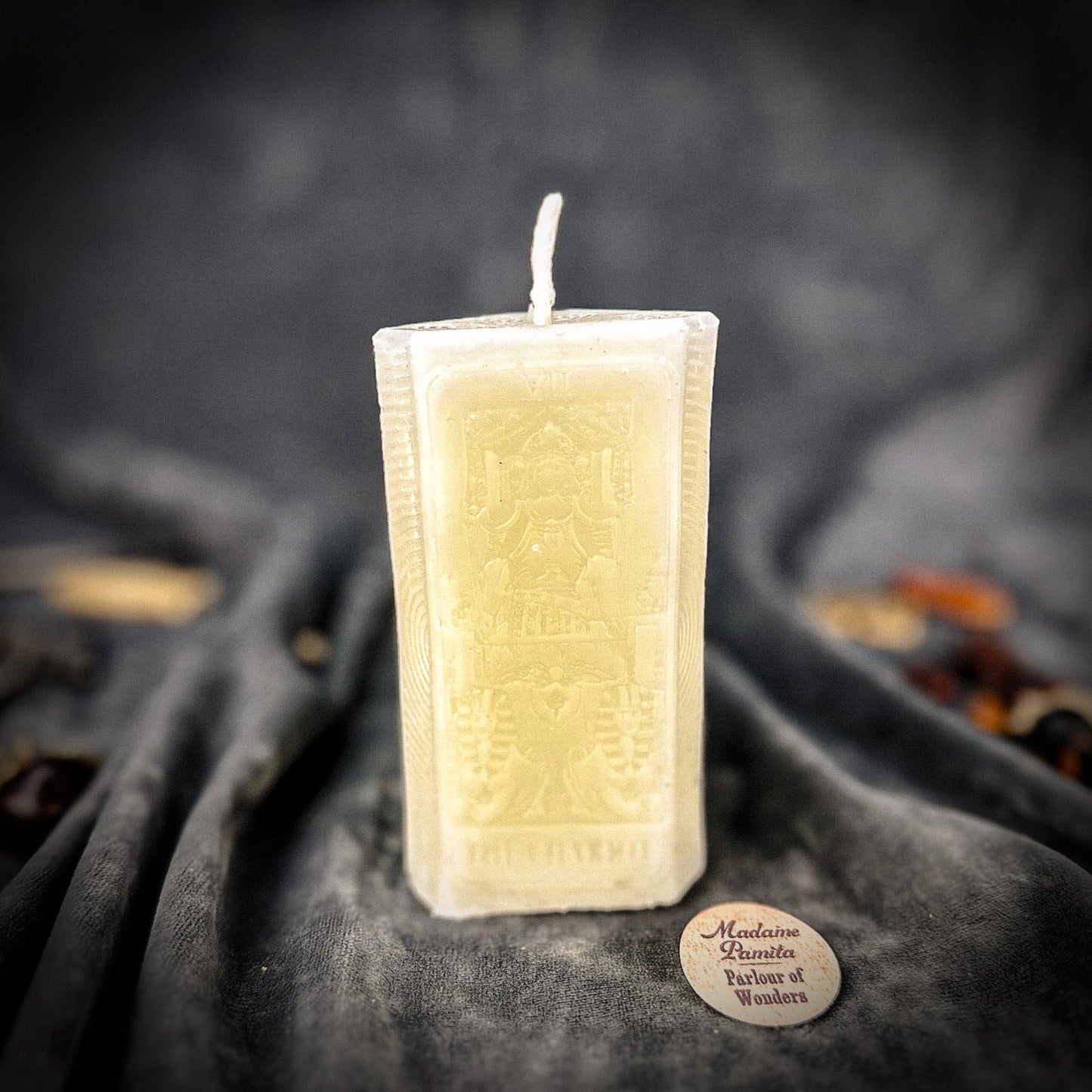 The Chariot Tarot Spell Candle Kit - Beeswax Victory Candle – White (Blessings) Candle Spell Kit