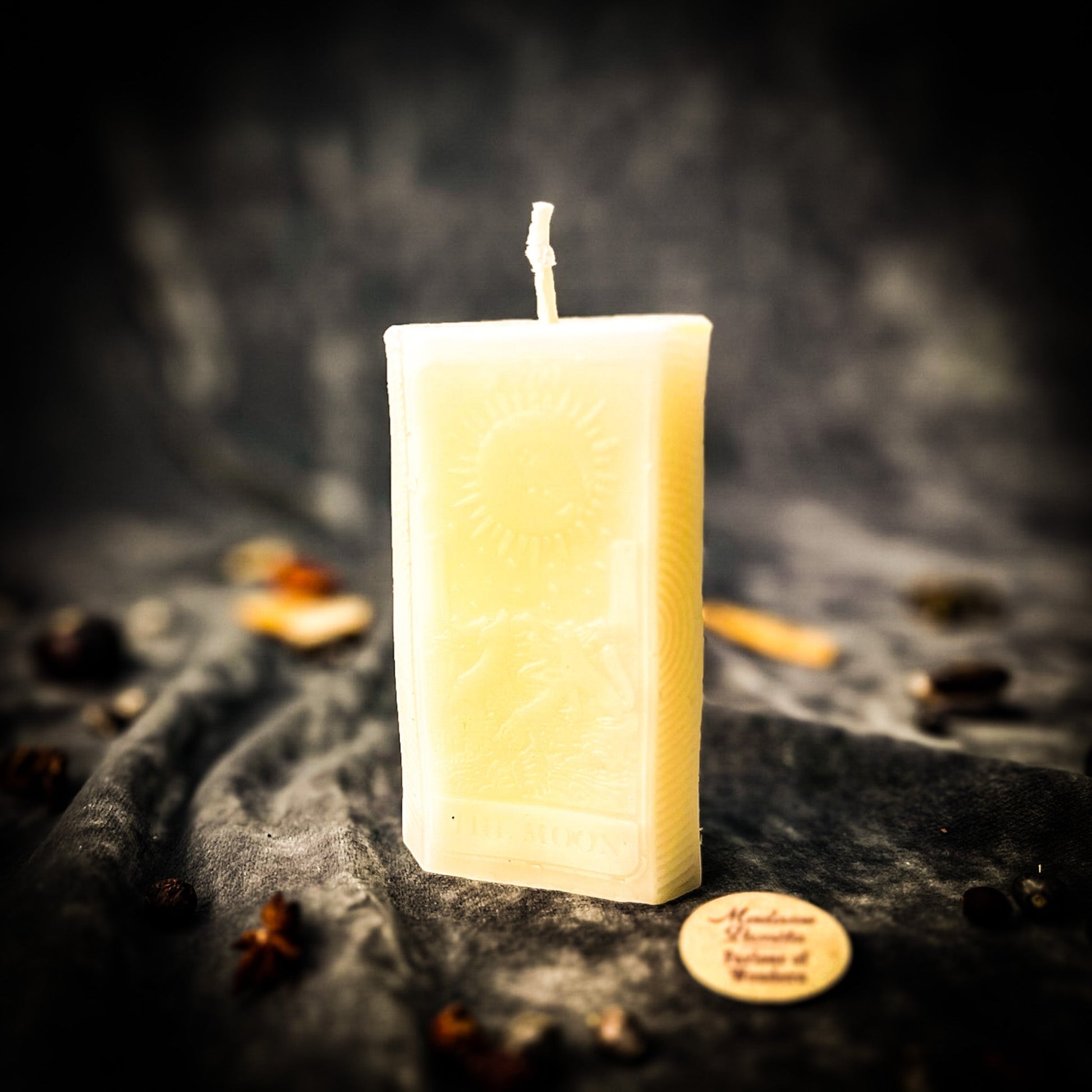 Moon Tarot Spell Kit - Beeswax Intuition Candle – White (Blessings) Candle Spell Kit