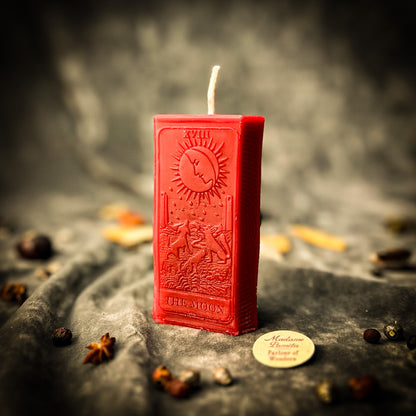 Moon Tarot Spell Kit - Beeswax Intuition Candle – Red (Romance) Candle Spell Kit