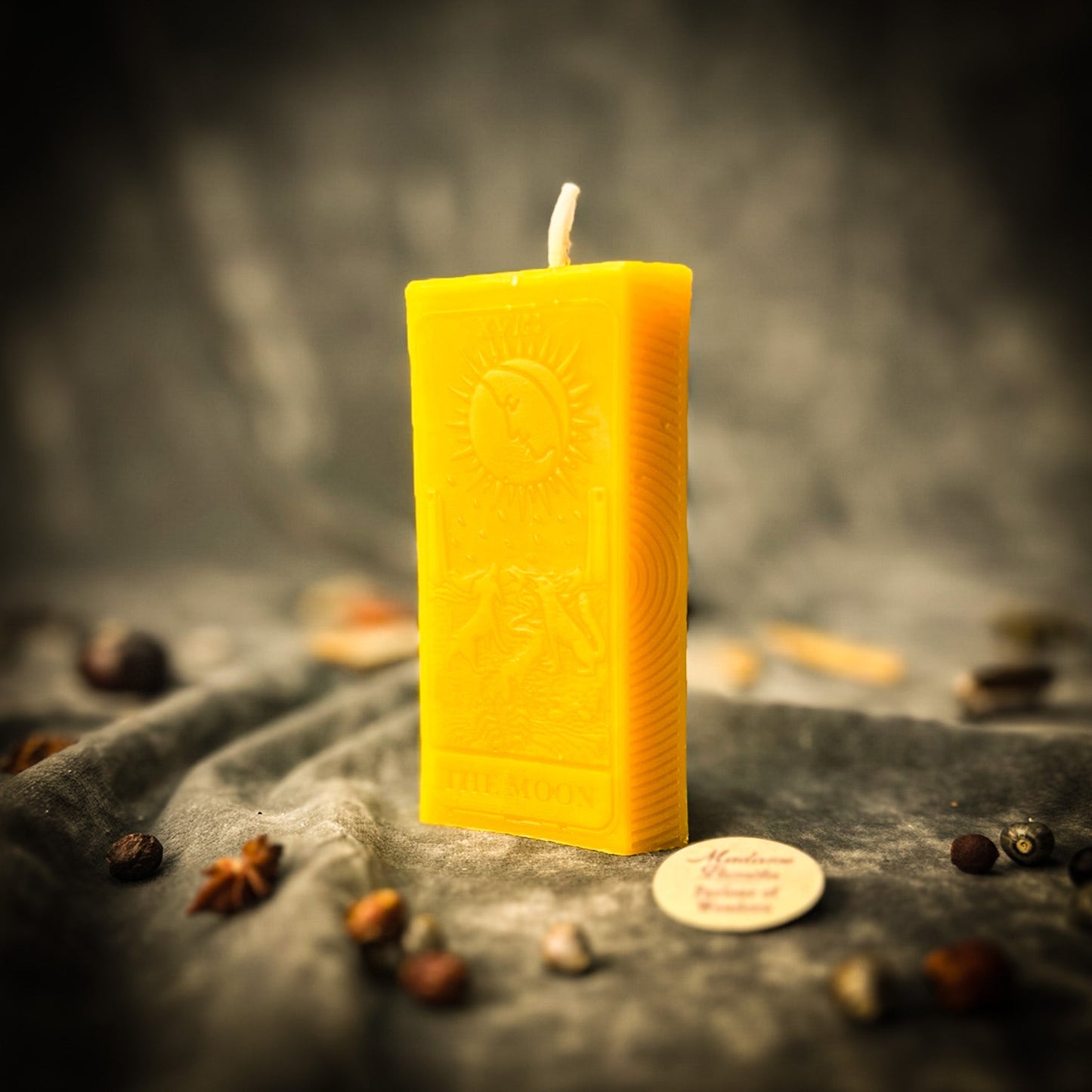 Moon Tarot Spell Kit - Beeswax Intuition Candle – Yellow (Success) Candle Spell Kit