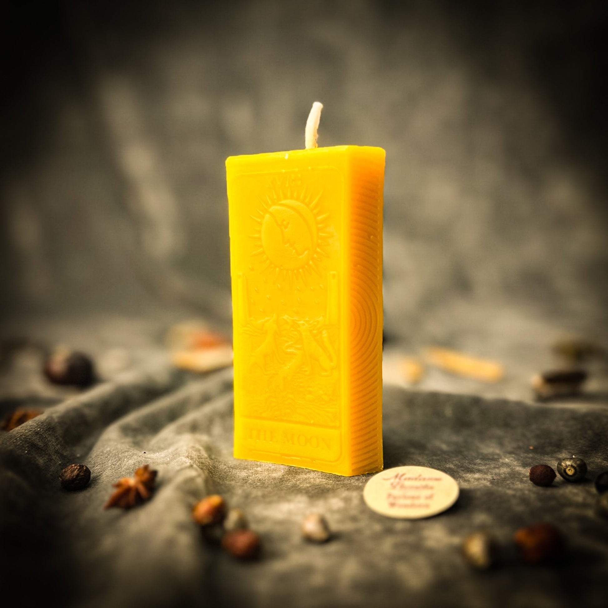 Moon Tarot Spell Kit - Beeswax Intuition Candle – Yellow (Success) Candle Spell Kit
