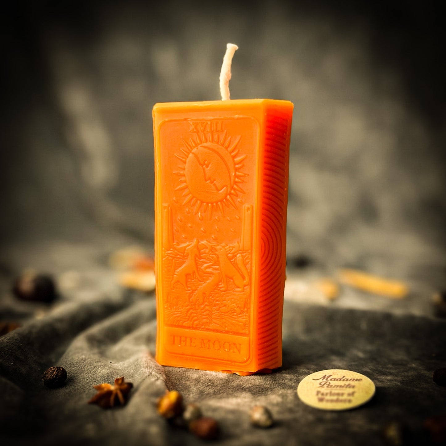 Moon Tarot Spell Kit - Beeswax Intuition Candle – Orange (Opportunity) Candle Spell Kit