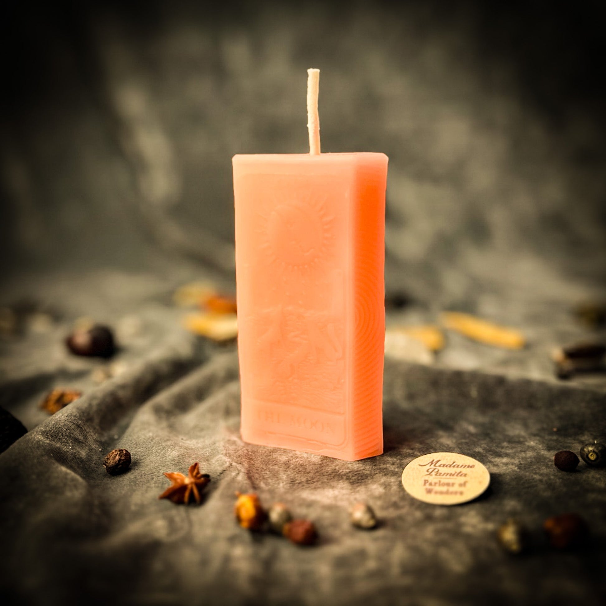 Moon Tarot Spell Kit - Beeswax Intuition Candle – Pink (Friendship) Candle Spell Kit