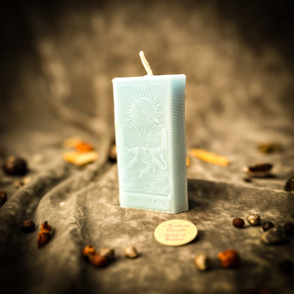 Moon Tarot Spell Kit - Beeswax Intuition Candle – Blue (Communication) Candle Spell Kit