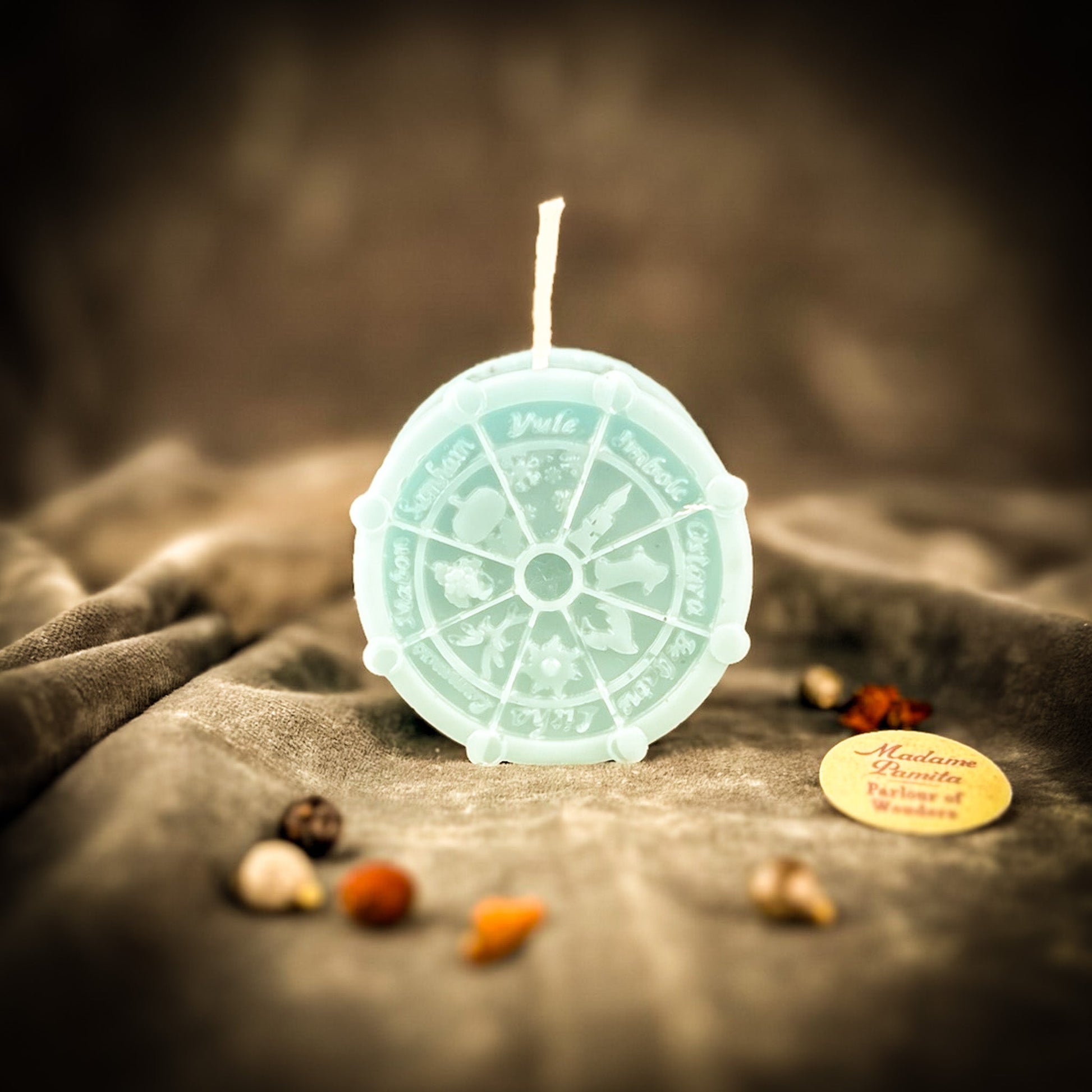 Wheel of the Year Spell Kit | Beeswax Sabbat Candle – Blue (Communication) Candle Spell Kit