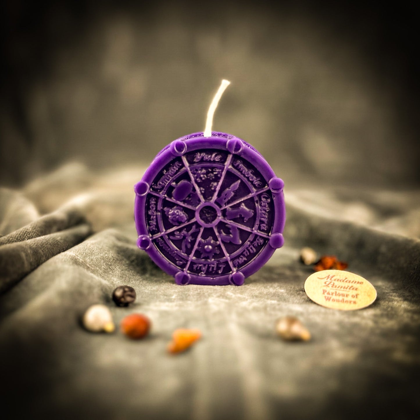 Wheel of the Year Spell Kit | Beeswax Sabbat Candle – Purple (Wisdom) Candle Spell Kit