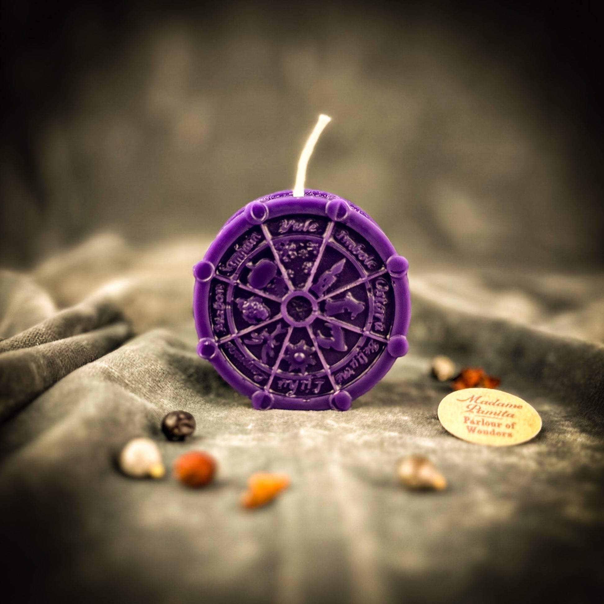 Wheel of the Year Spell Kit | Beeswax Sabbat Candle – Purple (Wisdom) Candle Spell Kit