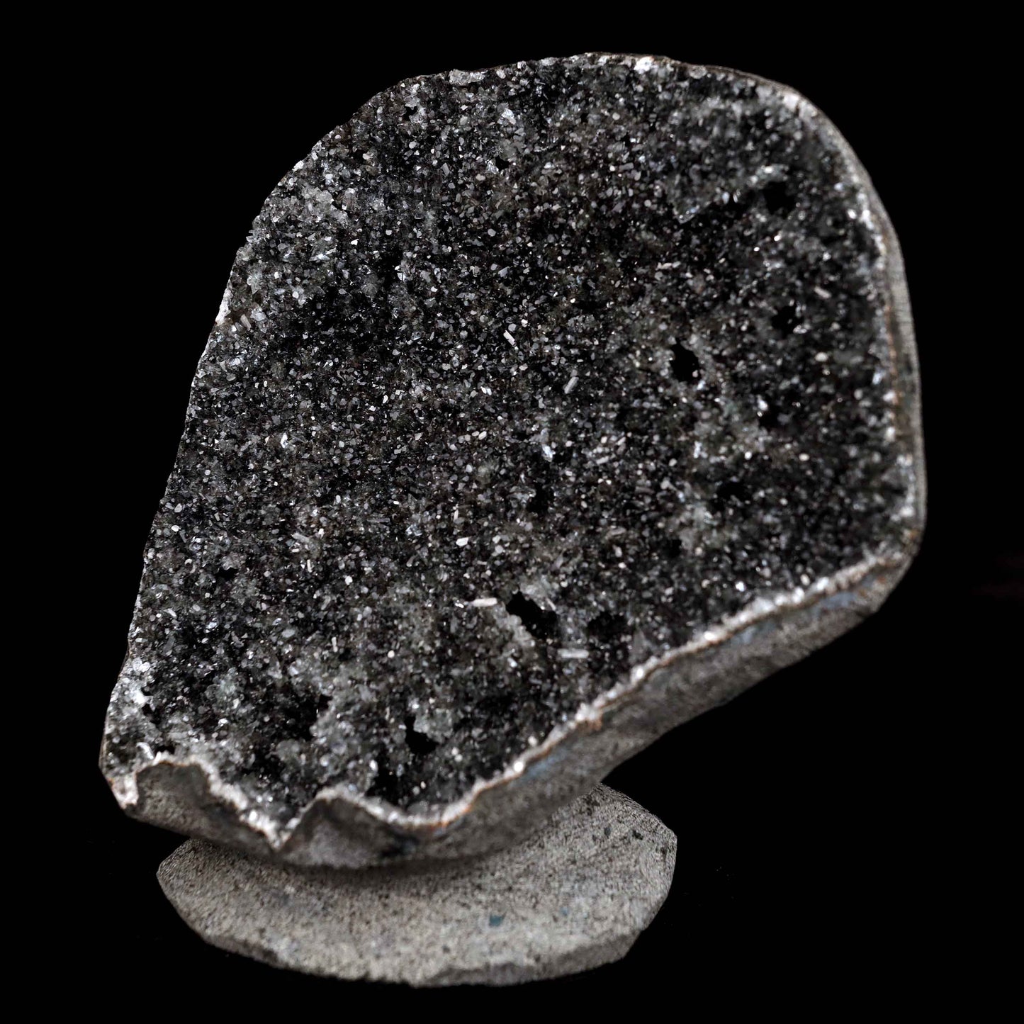 Black Sparkling Chalcedony Geode Natural Mineral Specimen # B 4629 – Chalcedony