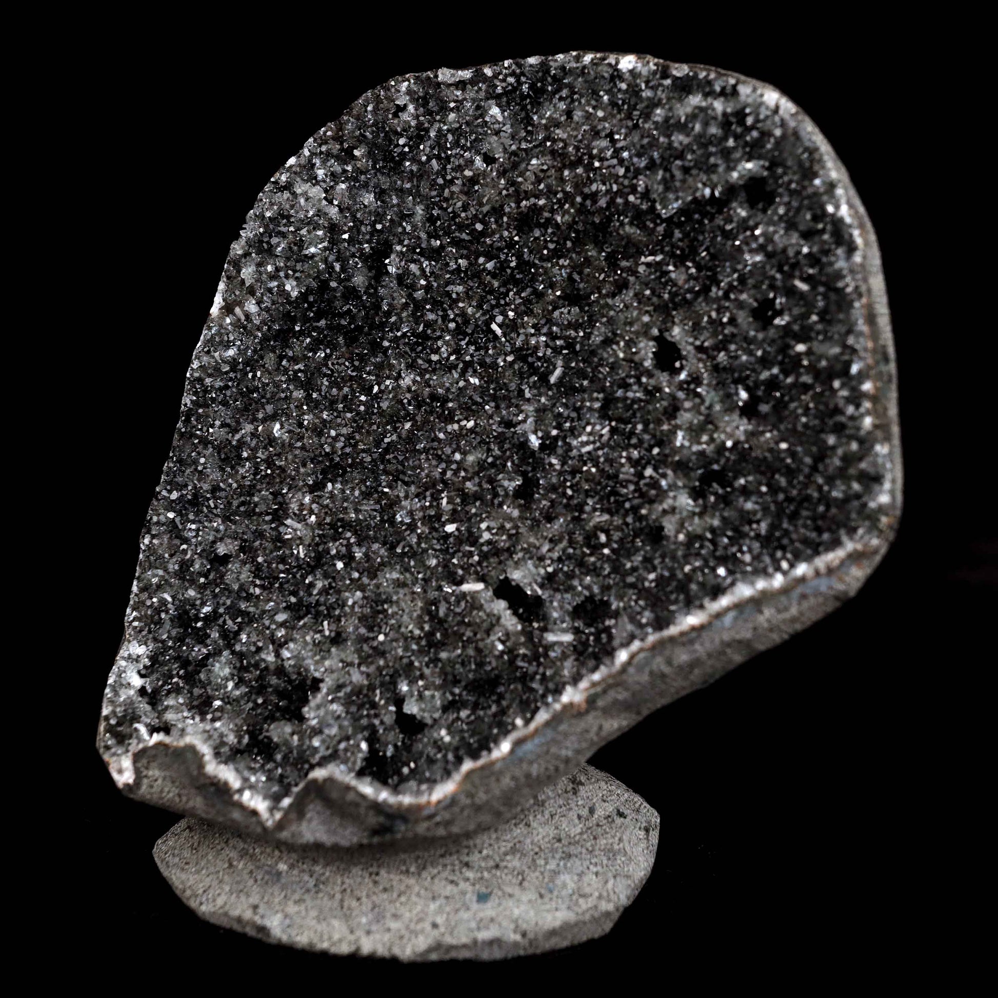 Black Sparkling Chalcedony Geode Natural Mineral Specimen # B 4629 – Chalcedony