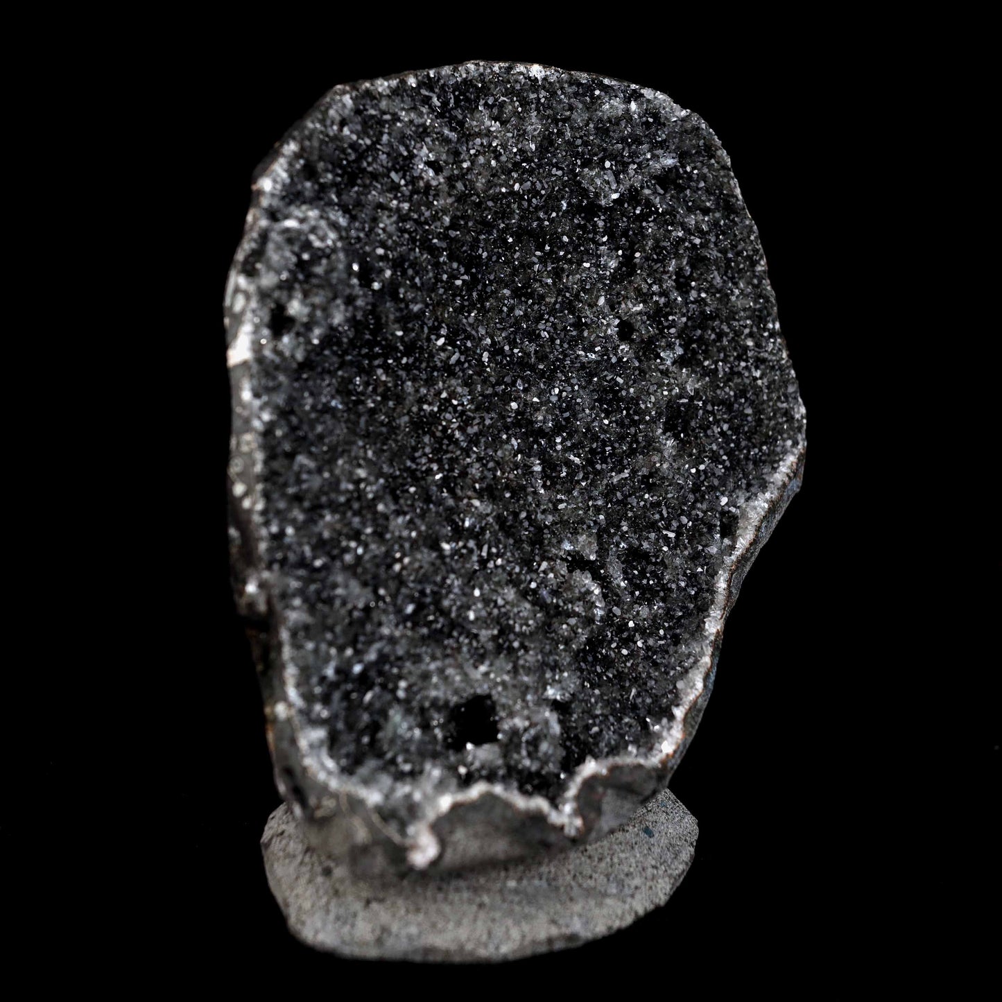 Black Sparkling Chalcedony Geode Natural Mineral Specimen # B 4629 – Chalcedony