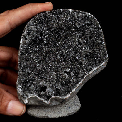 Black Sparkling Chalcedony Geode Natural Mineral Specimen # B 4629 – Chalcedony