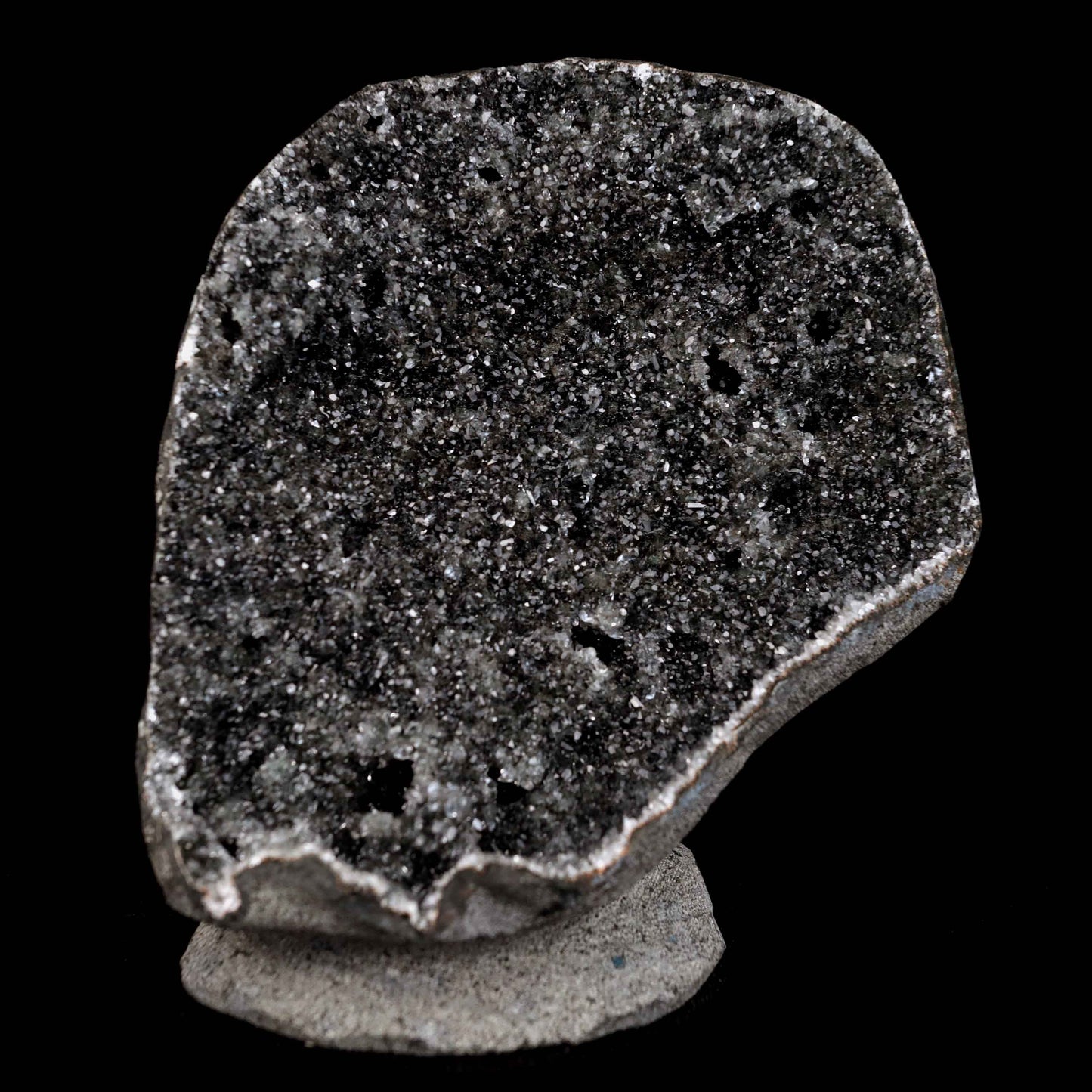 Black Sparkling Chalcedony Geode Natural Mineral Specimen # B 4629 – Chalcedony