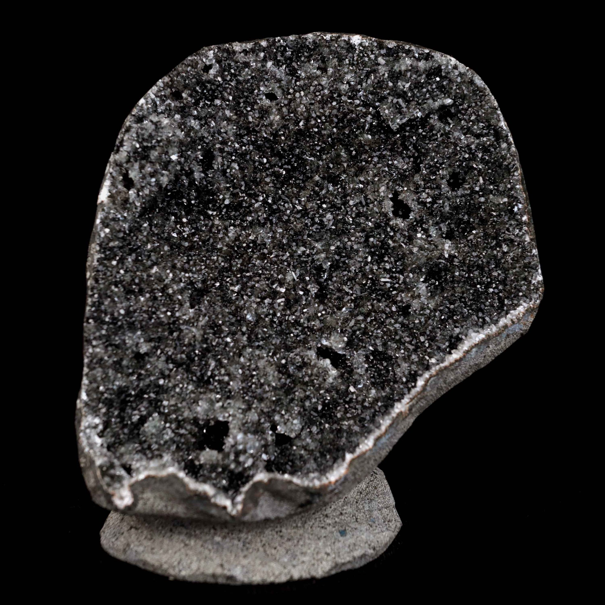Black Sparkling Chalcedony Geode Natural Mineral Specimen # B 4629 – Chalcedony