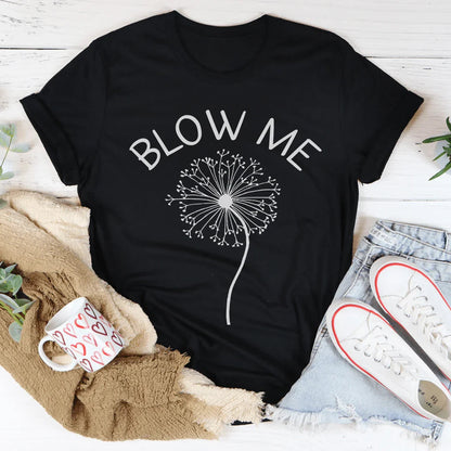 Blow Me Dandelion Tee - Funny Graphic T-Shirt – Black Heather