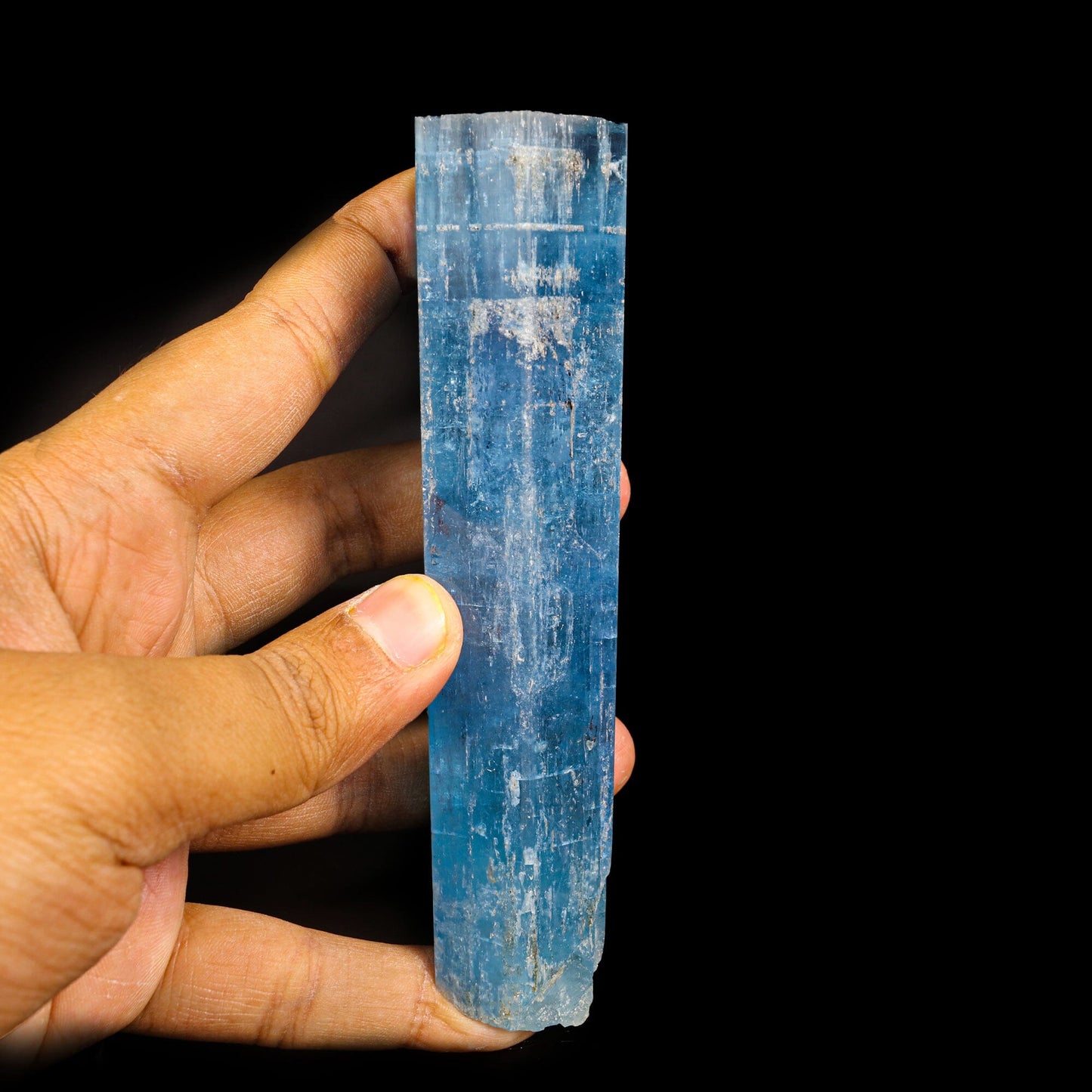 Blue Beryl var. Aquamarine Natural Mineral Specimen Museum – Apohyllite