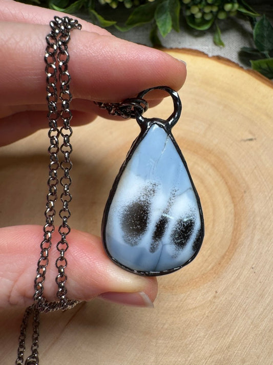 Blue Chalcedony Necklace (natural crack in stone) – Necklace