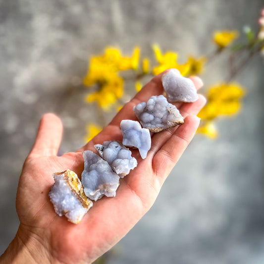 Raw Blue Chalcedony Specimens – 5-14 grams