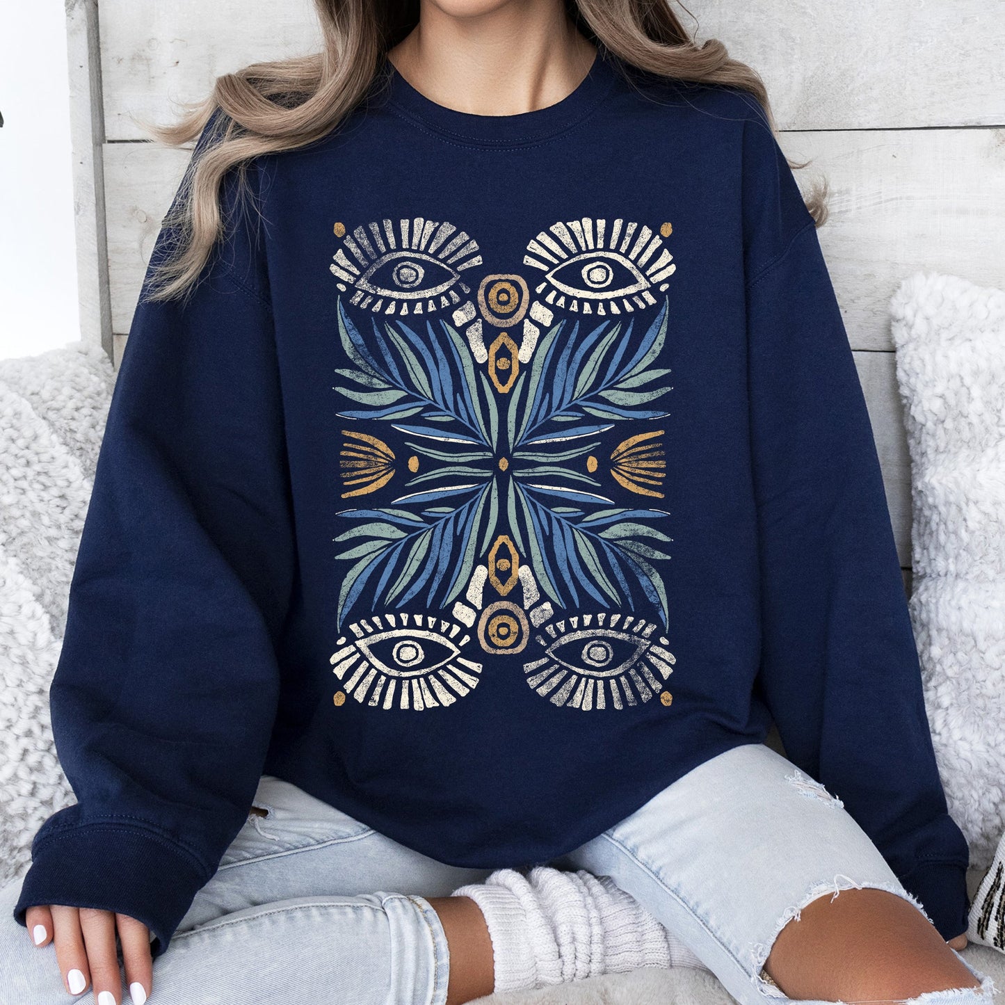 Boho Folk Art - Sweatshirt – Navy Sweatshirt