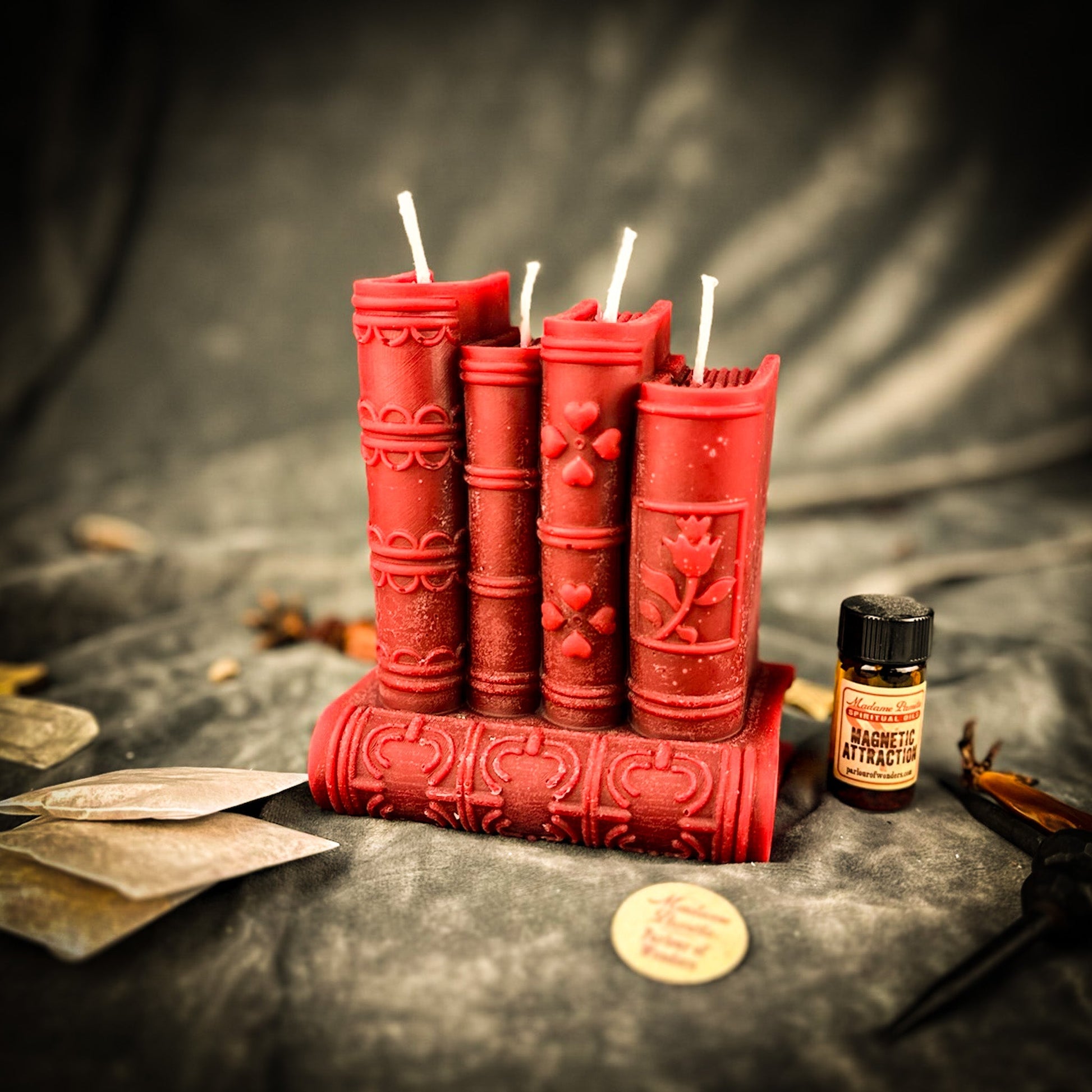 Study Candle Spell Kit - Focus & Creativity Beeswax – Red (Motivation) Candle Spell Kit