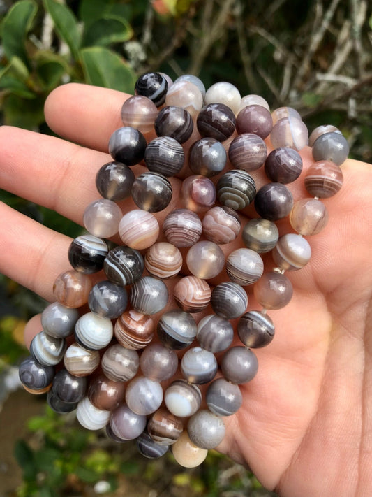 Botswana Agate 8mm Bead Bracelet – Grounding & Protection