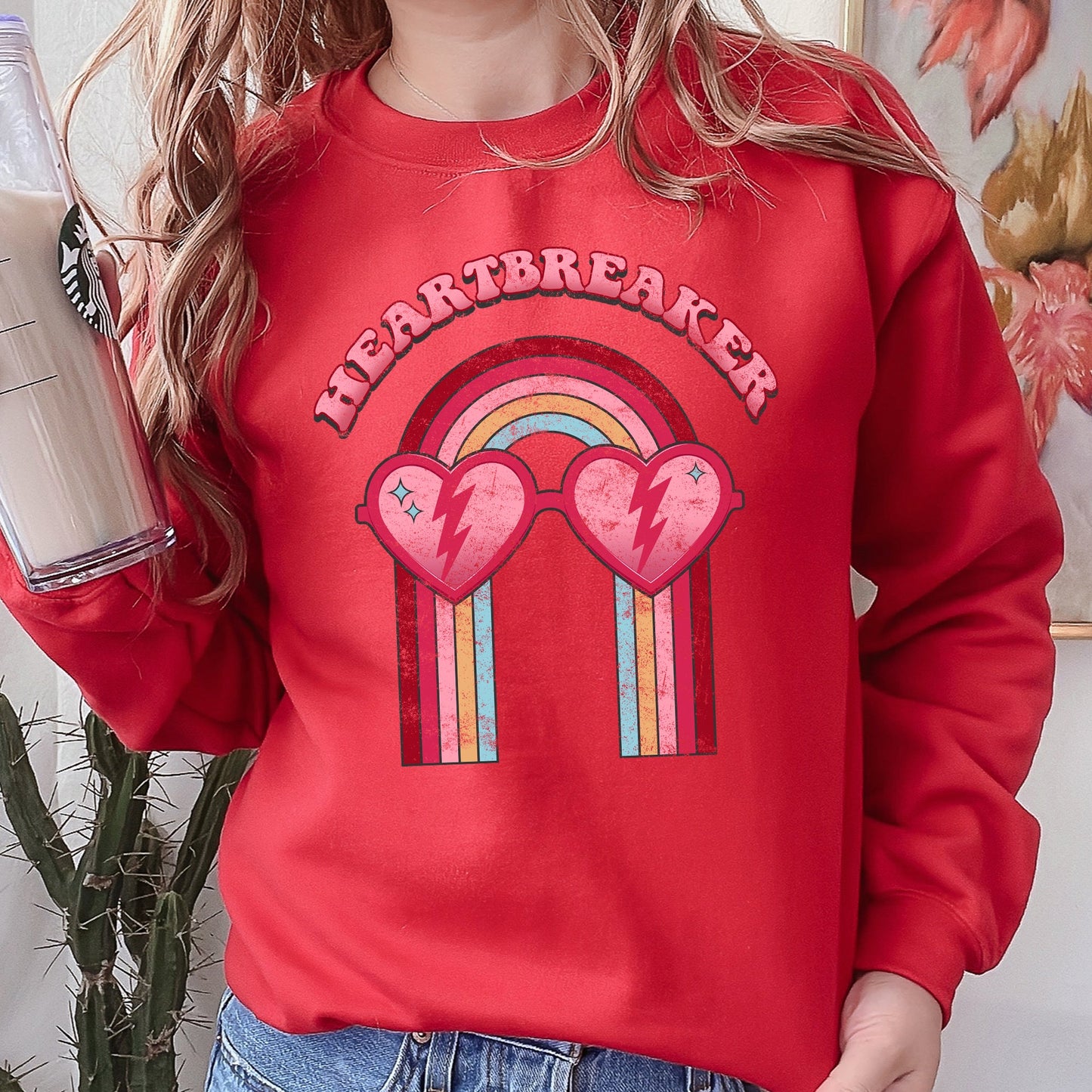 Heart Breaker, Love, Sunglasses, Retro, Sweatshirt, Valentine's Day