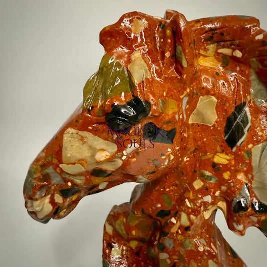 Brecciated Jasper Horse Head Carving