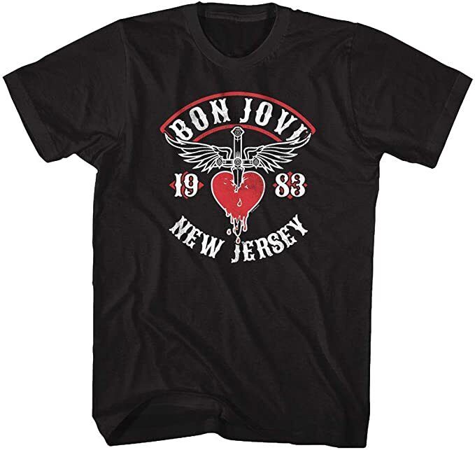 Bon Jovi New Jersey Tour 83 T-Shirt - Vintage Band Tee – XXL Clothing, Shoes & Accessories > Men > Men's Clothing > Shirts > T-Shirts