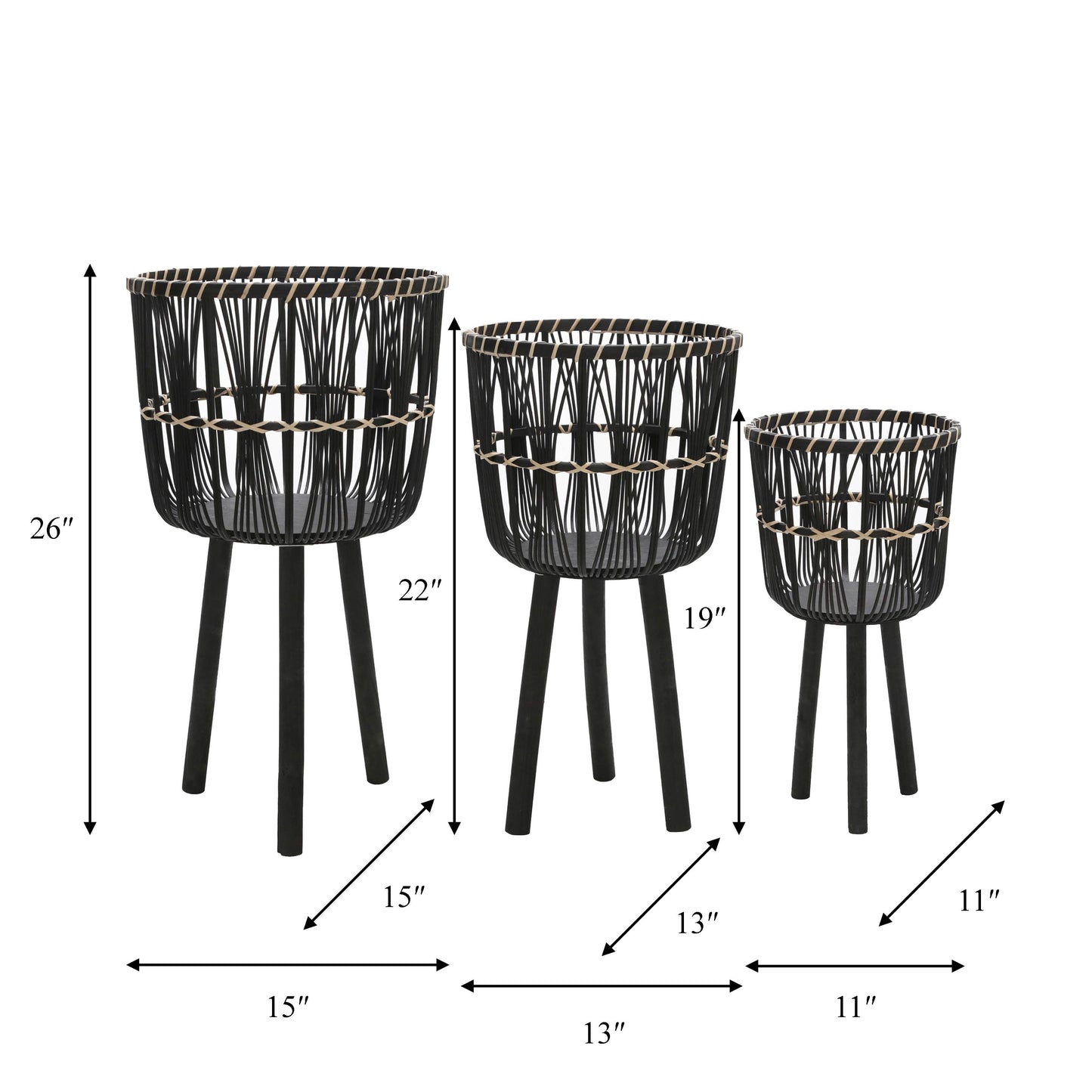 Bamboo Tripod Base Planters –