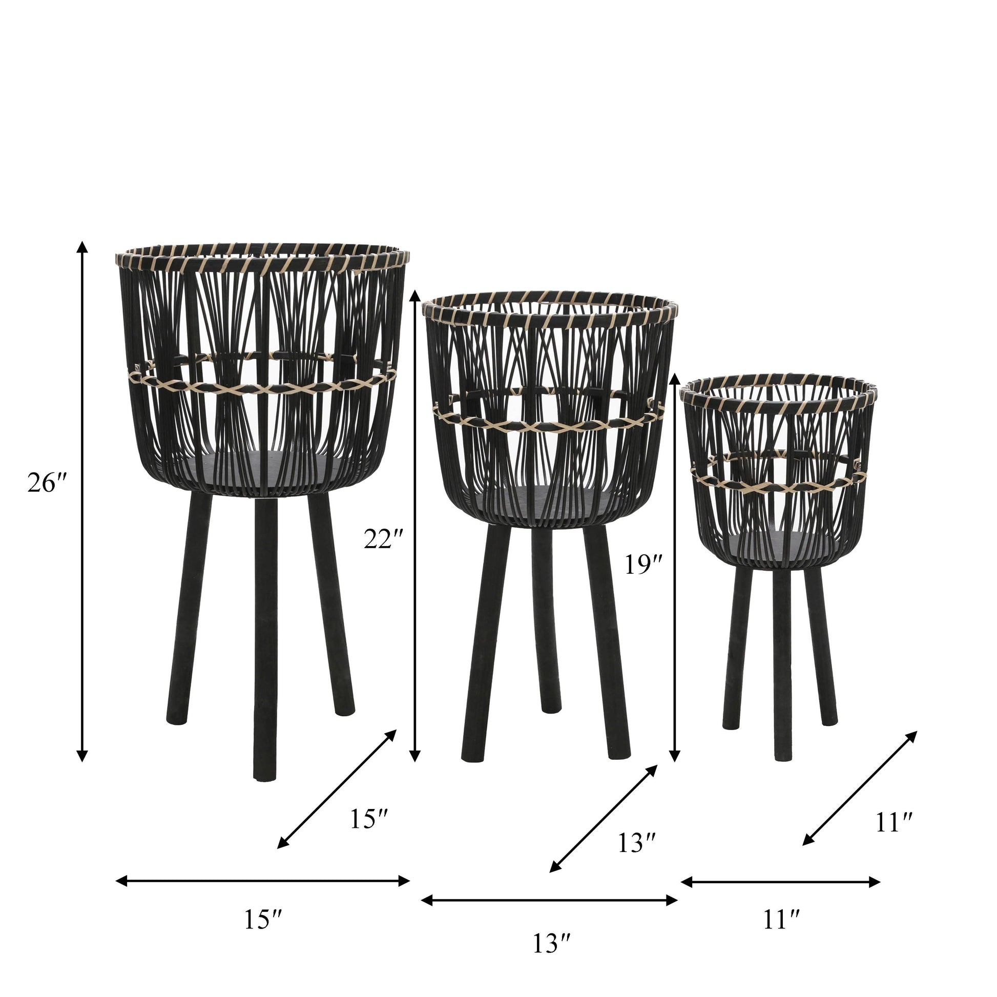 Bamboo Tripod Base Planters –