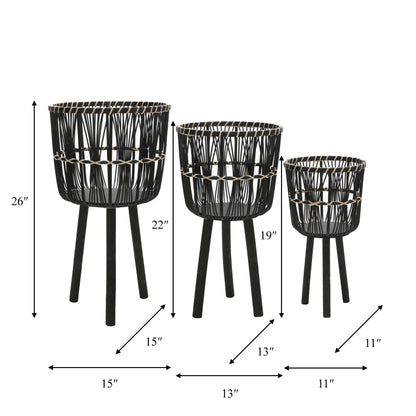 Bamboo Tripod Base Planters –