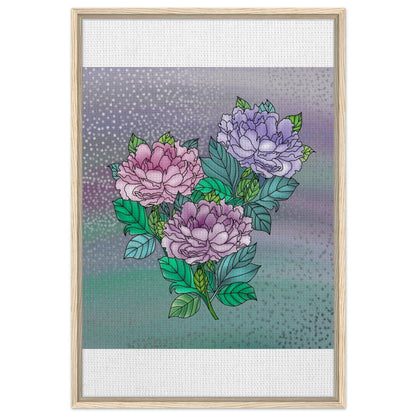 Sparkling Floral Framed Canvas – Muted Elegance for Your Space – Wood frame 60x90 cm 24x36″ Canvas Fabric