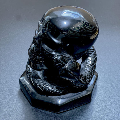 Large Skull and Snake Obsidian Carving – Art & Collectibles > Sculpture > Art Objects