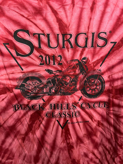 2012 Biker Black HIlls Sturgis Tie Dye T-shirt Bald Eagle L –