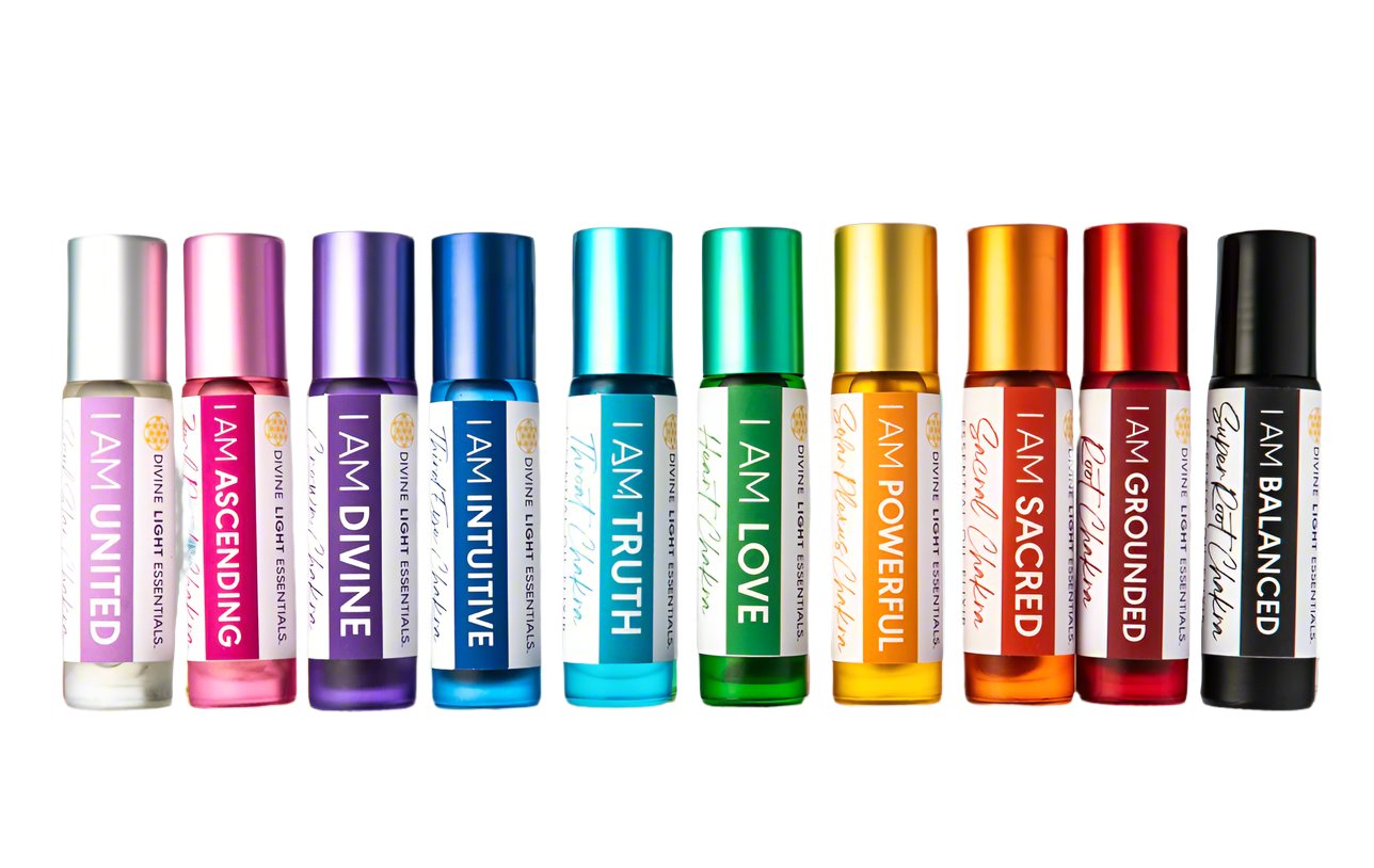 Chakra Balancing Elixirs - Essential Oils - 10 Roller Bottles Set