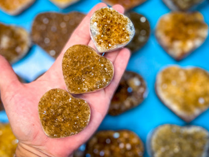 Raw Citrine Hearts, Ethically Sourced from Uruguay – 50-99 grams