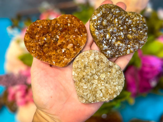 Raw Citrine Hearts, Ethically Sourced from Uruguay – 150-199 grams