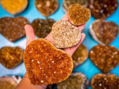 Raw Citrine Hearts, Ethically Sourced from Uruguay –