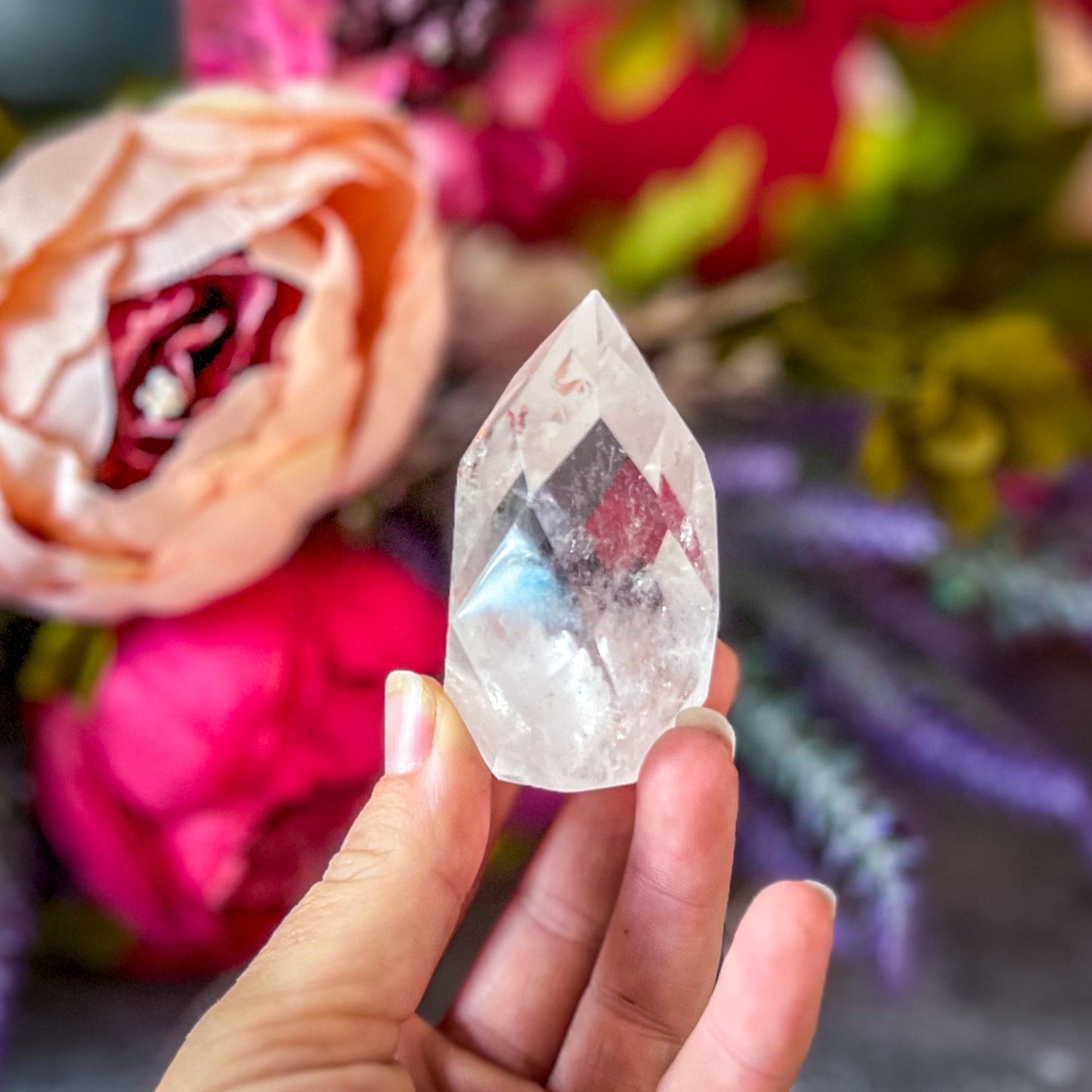 Clear Quartz Faceted Flames – 50-99 grams
