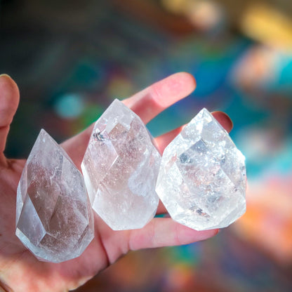 Clear Quartz Faceted Flames – 100-149 grams