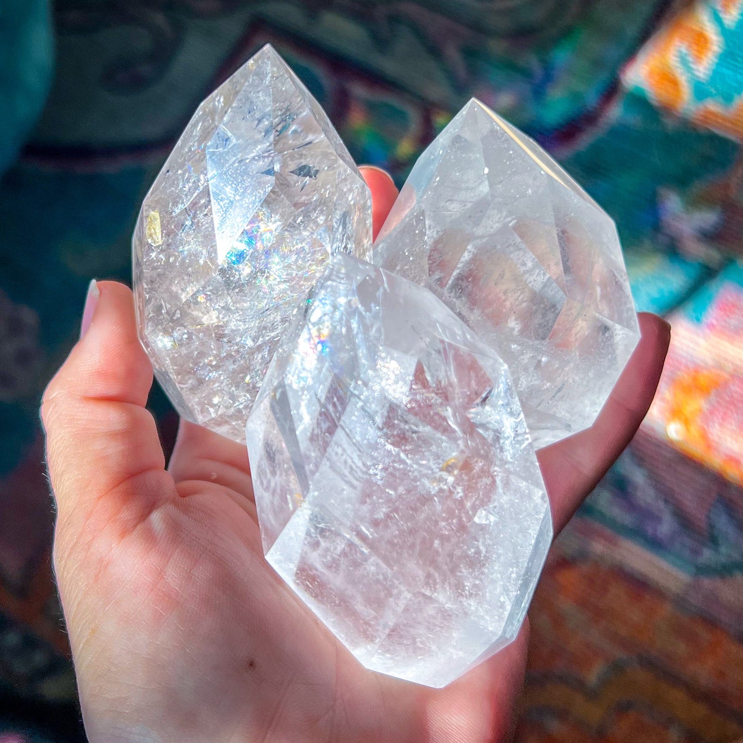 Clear Quartz Faceted Flames – 200-249 grams
