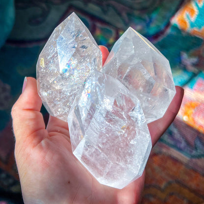 Clear Quartz Faceted Flames – 200-249 grams