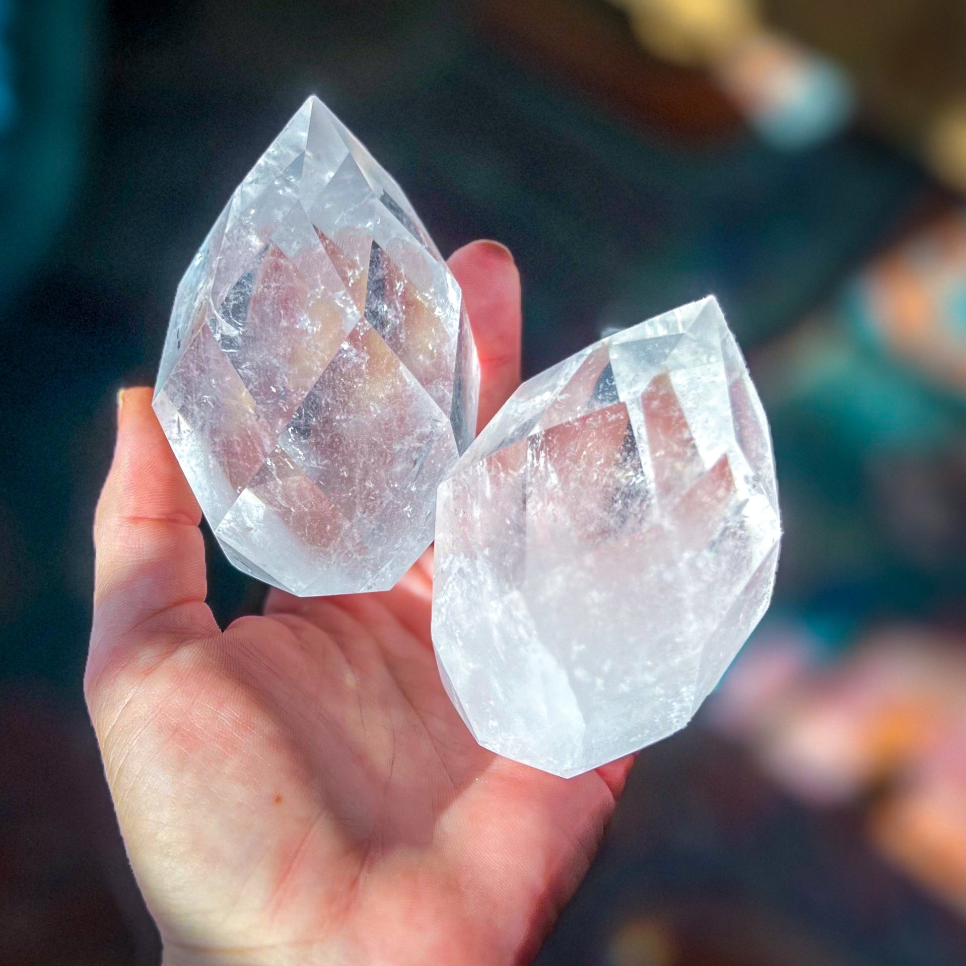 Clear Quartz Faceted Flames – 300-349 grams