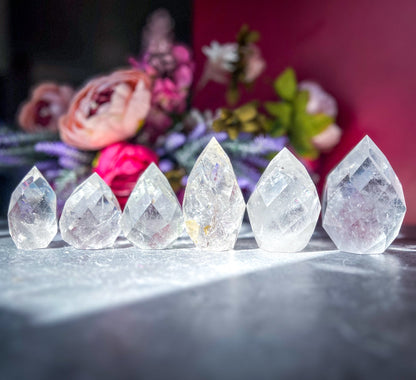 Clear Quartz Faceted Flames –