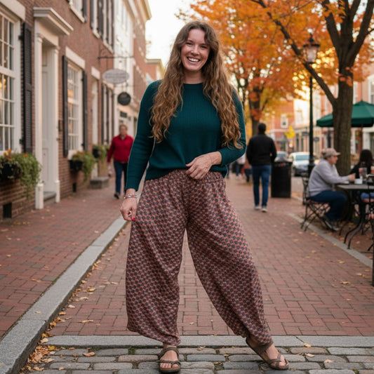 Free Spirit Wide-Leg Palazzo Pants with Pockets | Upcycled Boho – 02-12 Clothing and Accessories