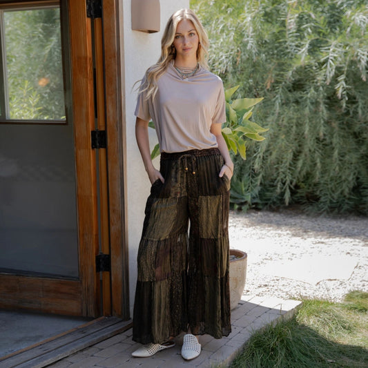 Woodstock Dreams Flared Patchwork Pants – Indigo | Limited Edition – Amber Clothing and Accessories