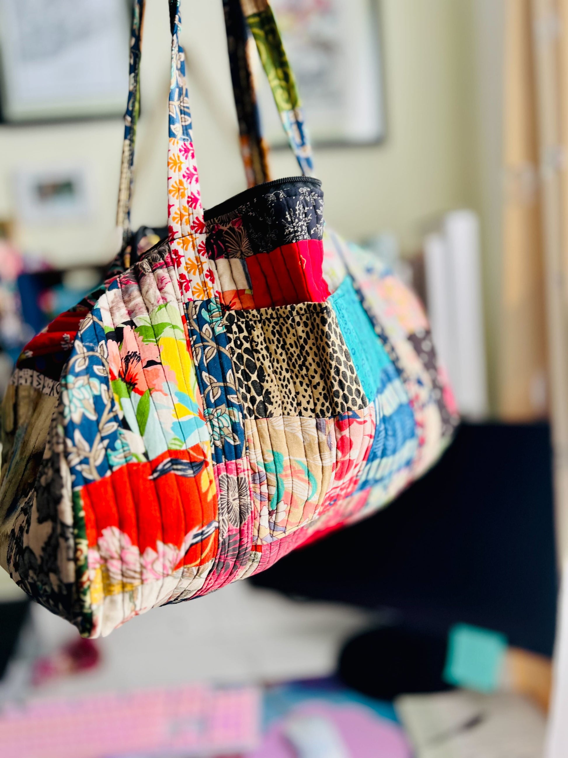 Patchwork Quilted Duffle Bag – Clothing and Accessories