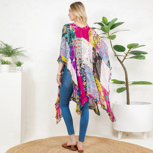 Woodstock Dreams Limited Edition Bohemian Embroidered Color Block Shrug – Clothing and Accessories