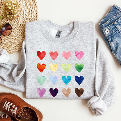 Colorful Hearts, Rainbow, Love, Sweatshirt, Valentine's Day
