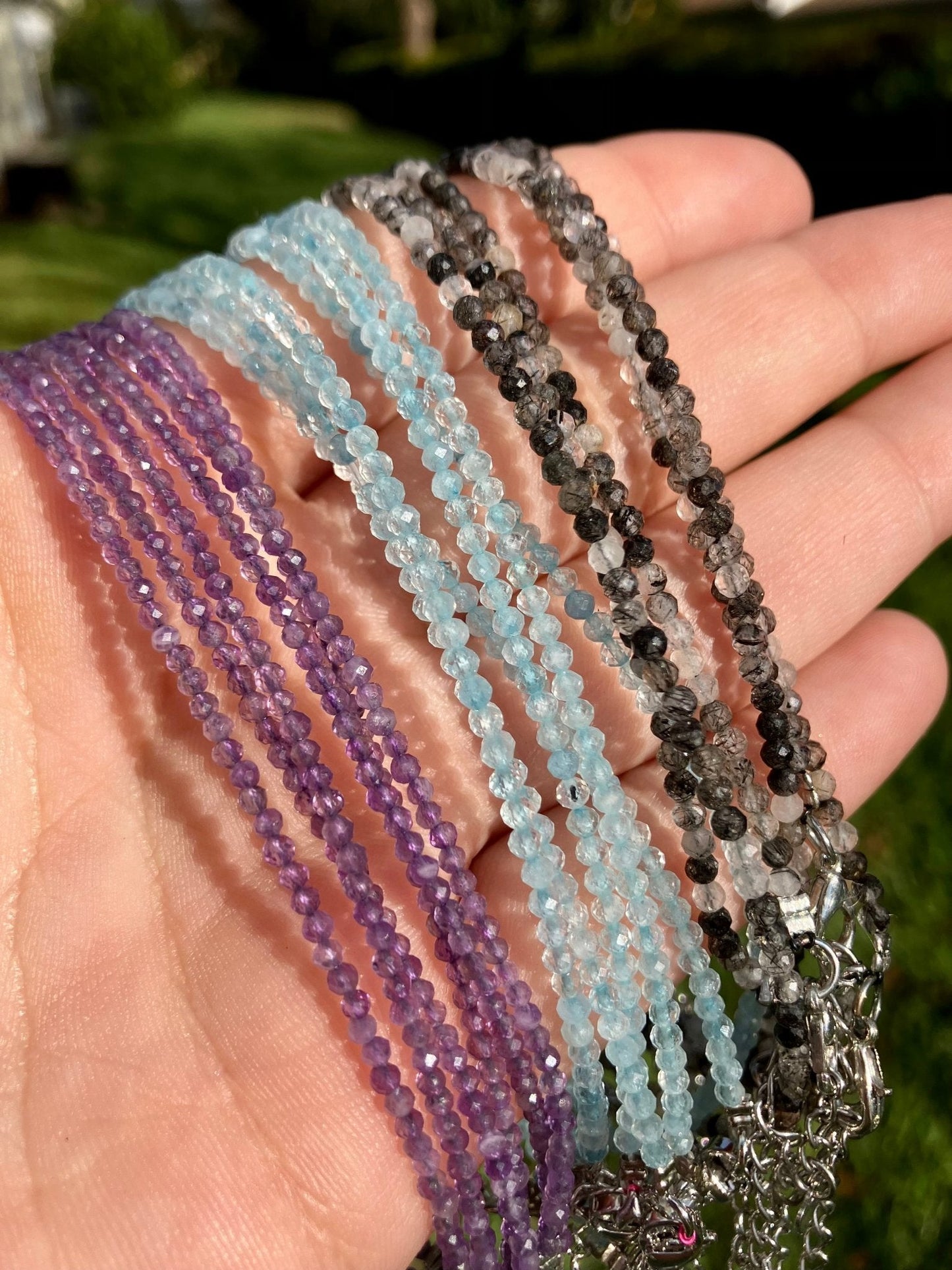 Anklets 2mm, Faceted Crystal Beads