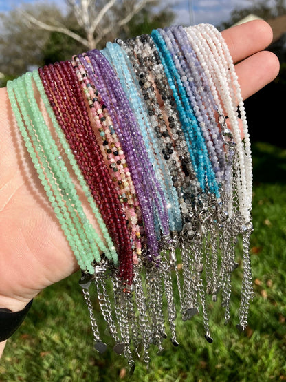 Anklets 2mm, Faceted Crystal Beads